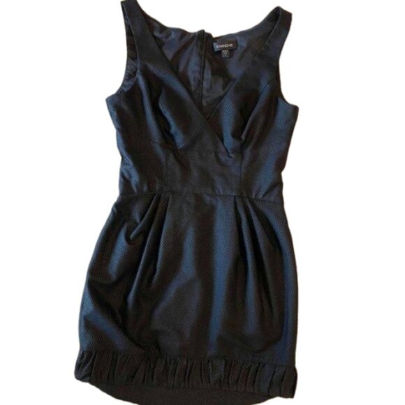 Bebe Black V Neck Sleeveless Zip Up Bubble Hem Mini Dress Size 4 #1624 - Picture 1 of 13